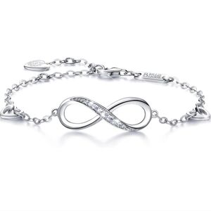 Billie Bijoux Womens 925 Sterling Silver Infinity Love Symbol Charm Bracelet NEW